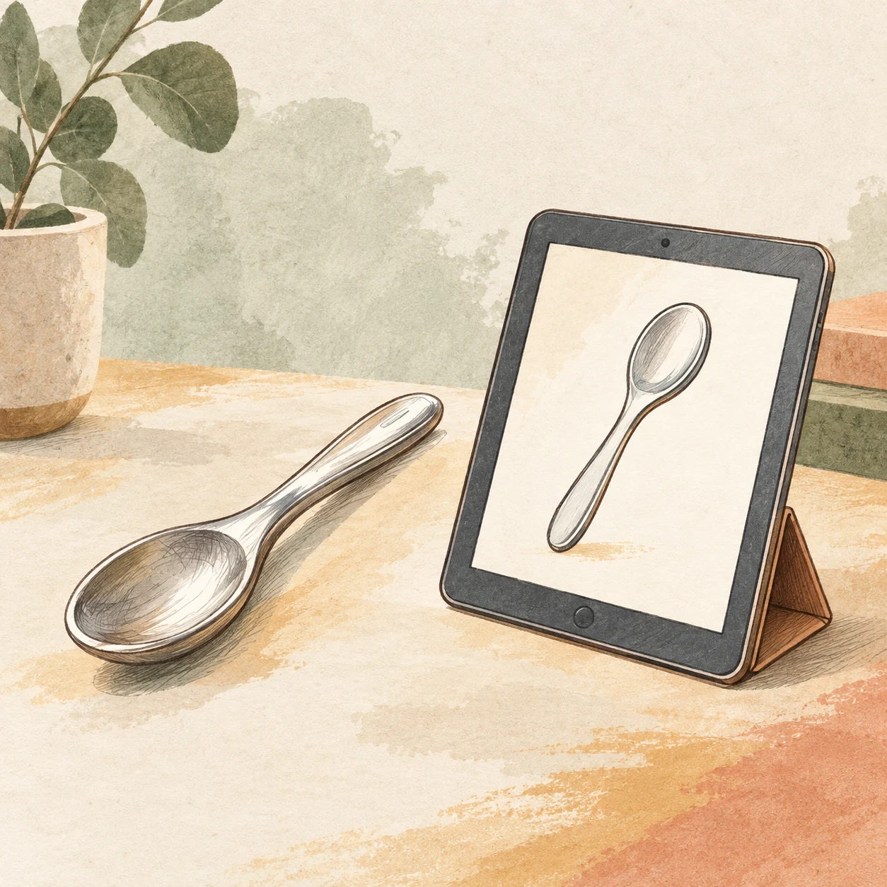 A real object beside a photograph of the same object